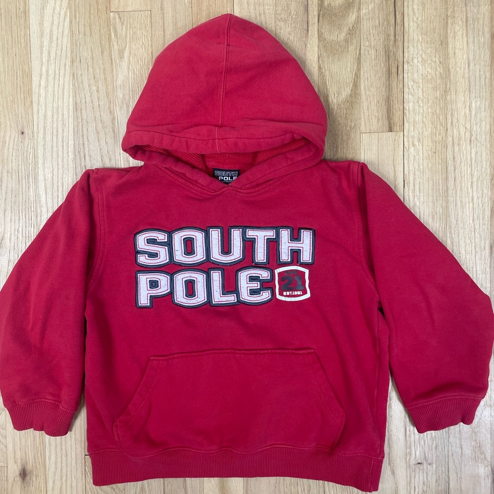 South Pole Hoodie Boys XL 7 Red 90s Jesse 00s Y2K Casual Sweatshirt